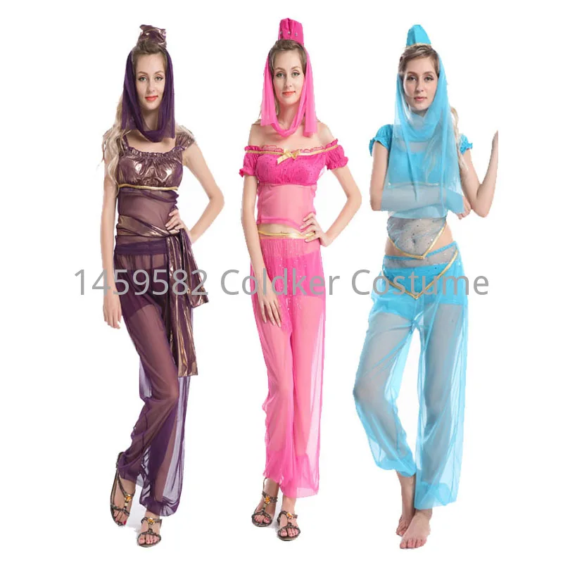 Adult Halloween Egyptian Greek Goddess Princess jasmine arabian masquerade costume  Belly Dance Cosplay Dress S-4XL