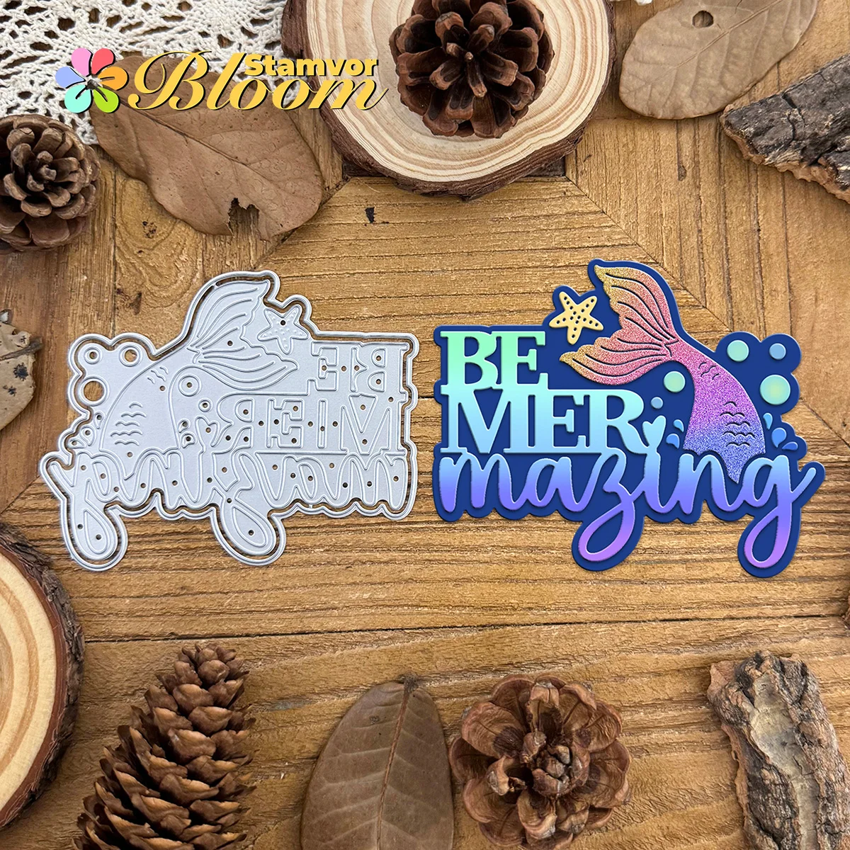Original Schichten Ozean Meerjungfrau Lustige Worte Titel BE MERMAZING Metall Stanzformen Scrapbooking Dekorative Prägung