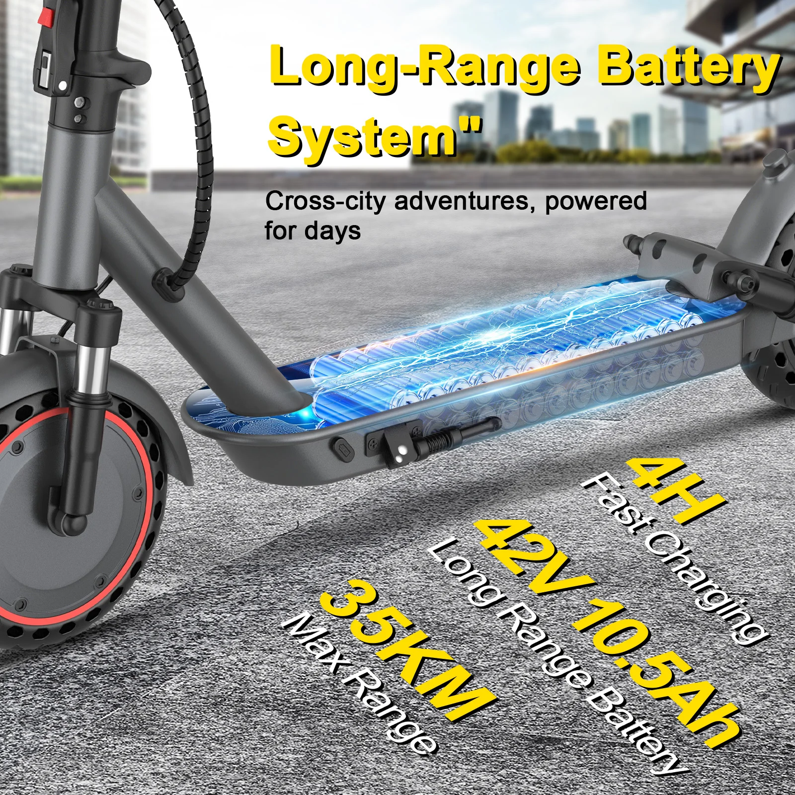 AOVOPRO LB10 Elektroroller 10 Zoll Leistungsstarker Motor 42V 10,5Ah 35KM Reichweite mit Stoßdämpfung Doppelbremsen Smart APP E-Scooter – Detail 10