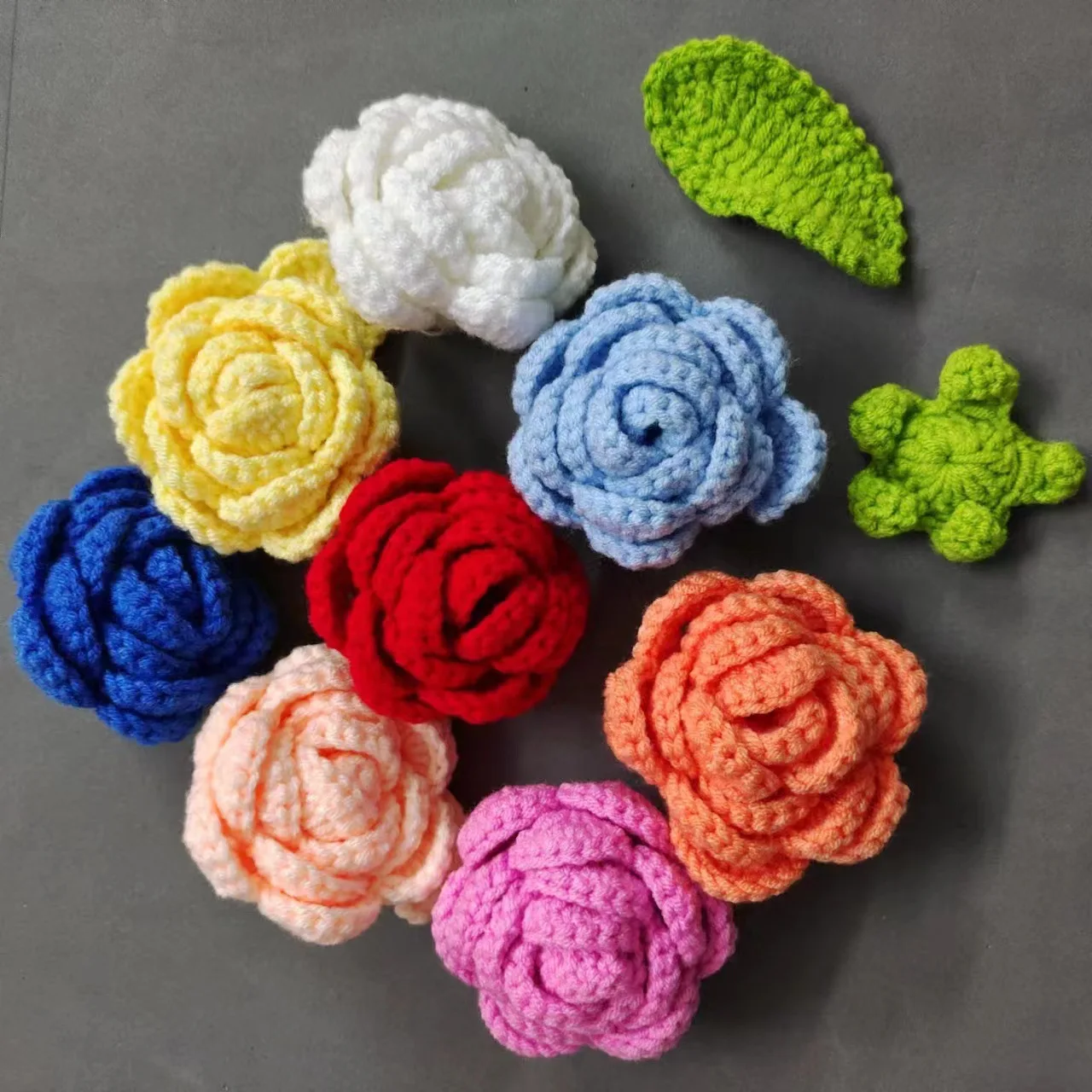 

10pcs Hand Knitted Crochet 3D Rose Sunflower Flower Patch Appliqued Sewing Apparel Clothes Corsage Hat Bag Shoe Hairpin Gift DIY