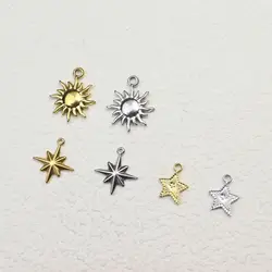 5pcs Stainless Steel Sun Star Connector Jewelry Charms Pendant DIY Handcraft  Vacuum Plate Waterproof Antiallergic