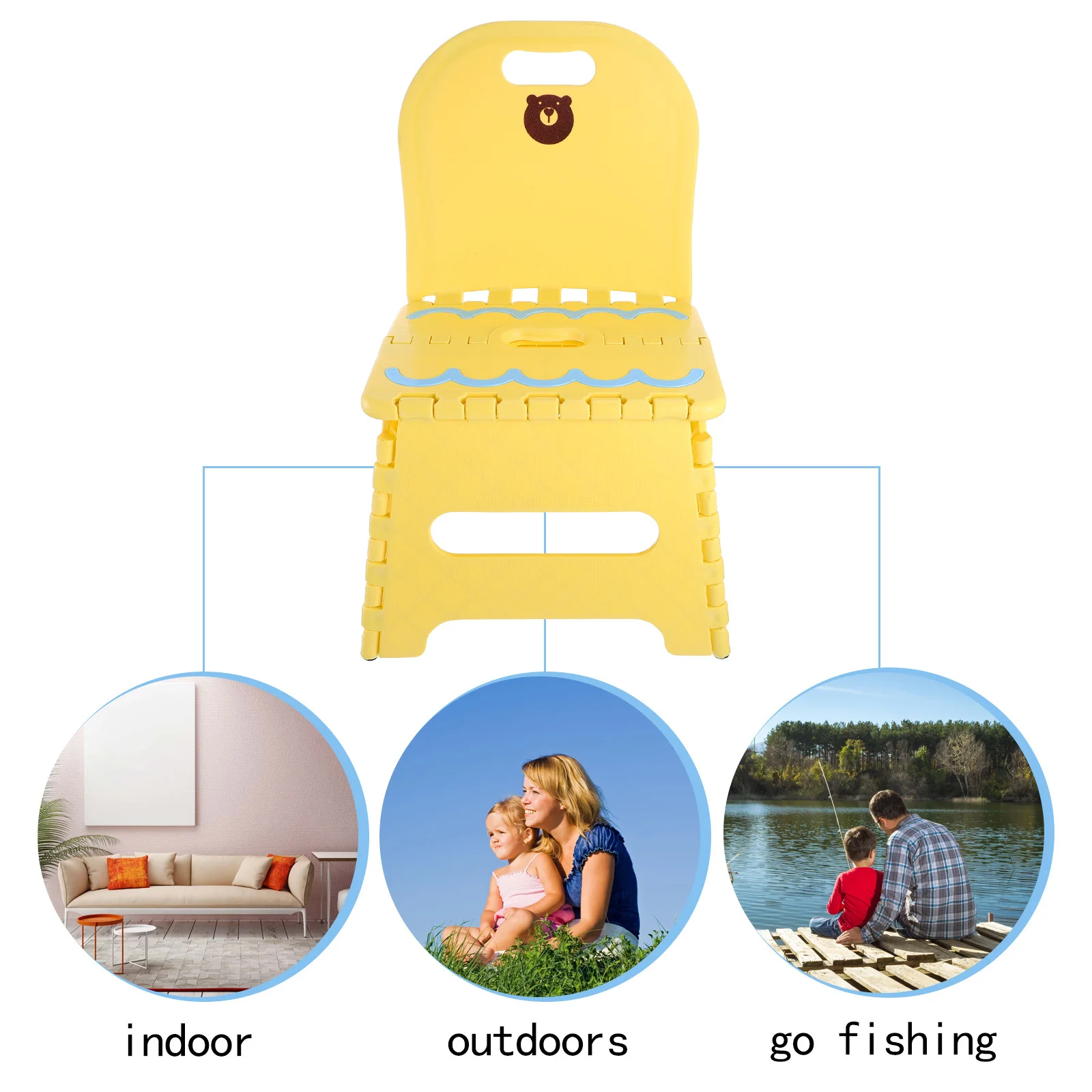 Cadeira de plástico dobrável portátil, resistente ao desgaste, ecológica, suave, aberta, sem fixação, mãos, economia de espaço, acampamento