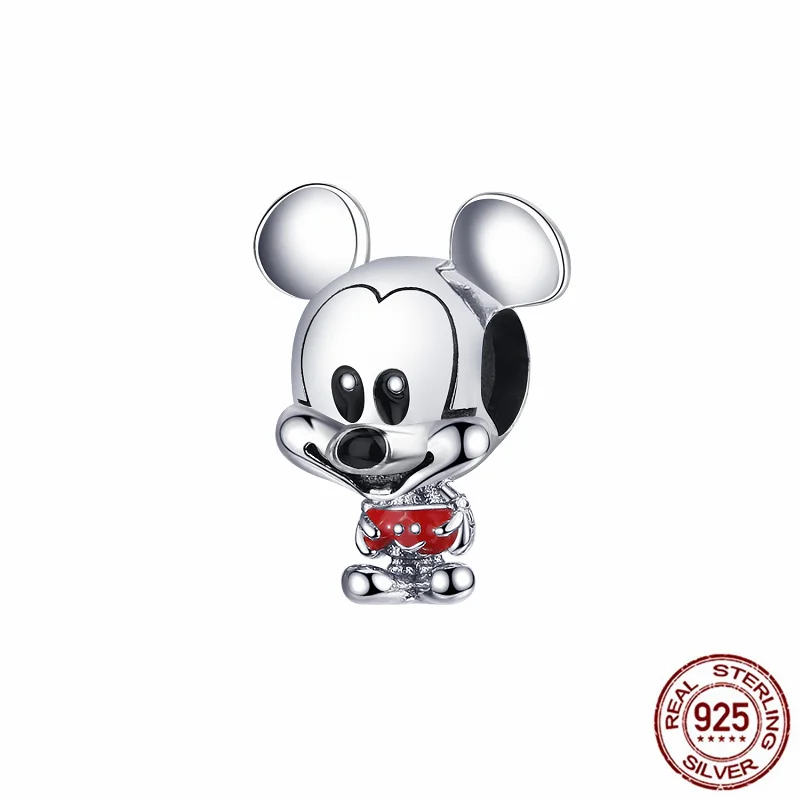 Disney-cuentas de plata de ley 925 para mujer, abalorios de Mickey y Minnie, adecuados para pulseras Pandora, joyería DIY, regalos exquisitos