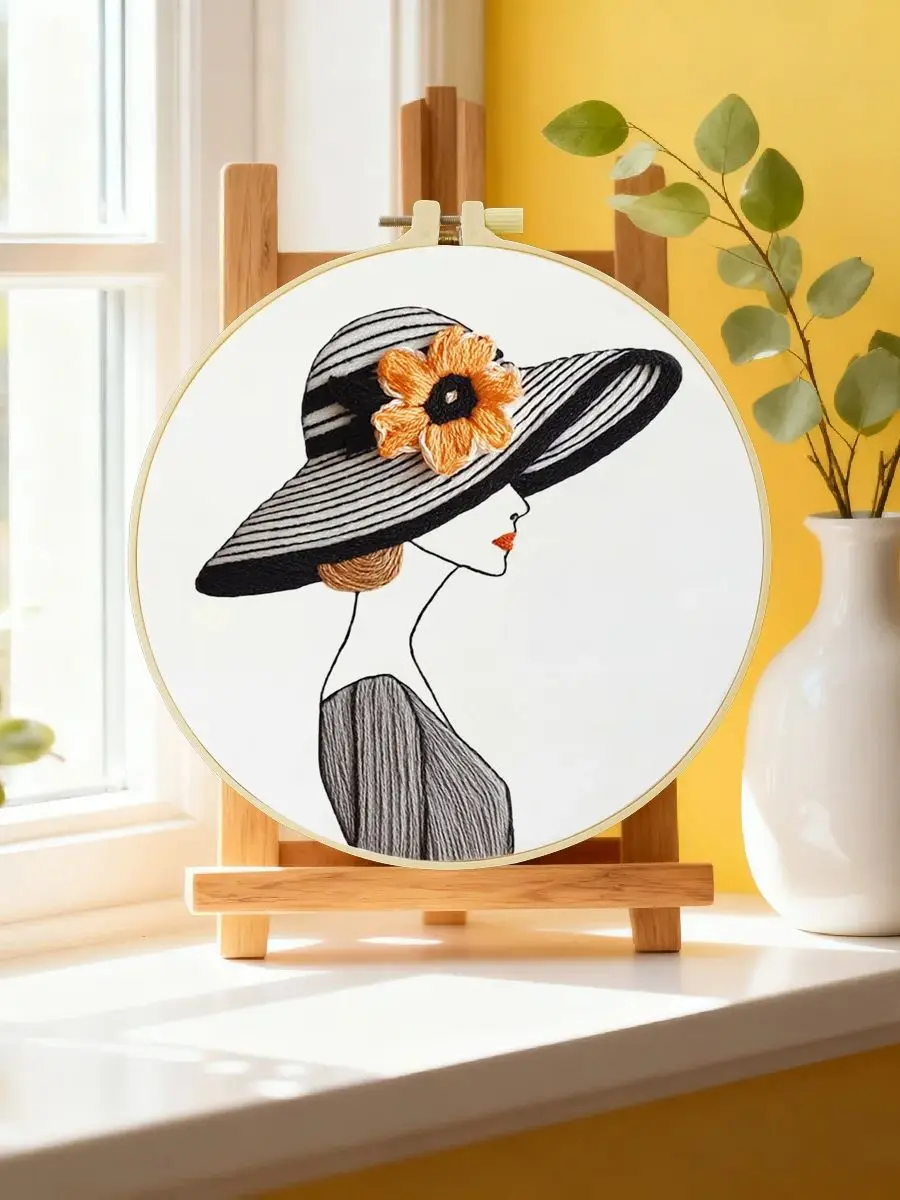 1 Stück 20X20CM/15X15CM 7,87/6,3 Zoll Stickerei-Starter-Kit für Frauen DIY-Kit DIY-Stickerei-Set Handarbeiten Heimdekoration – Detail 6