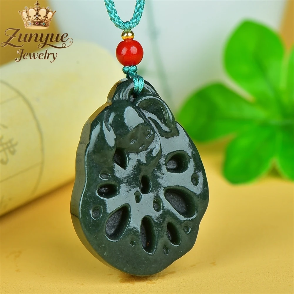 

Natural Hetian Jade Green Jade Hollowed-Out Lotus Root Slice Jade Pendant Luxury Quality Jewelry Fashion Jewelry Charms Elegant
