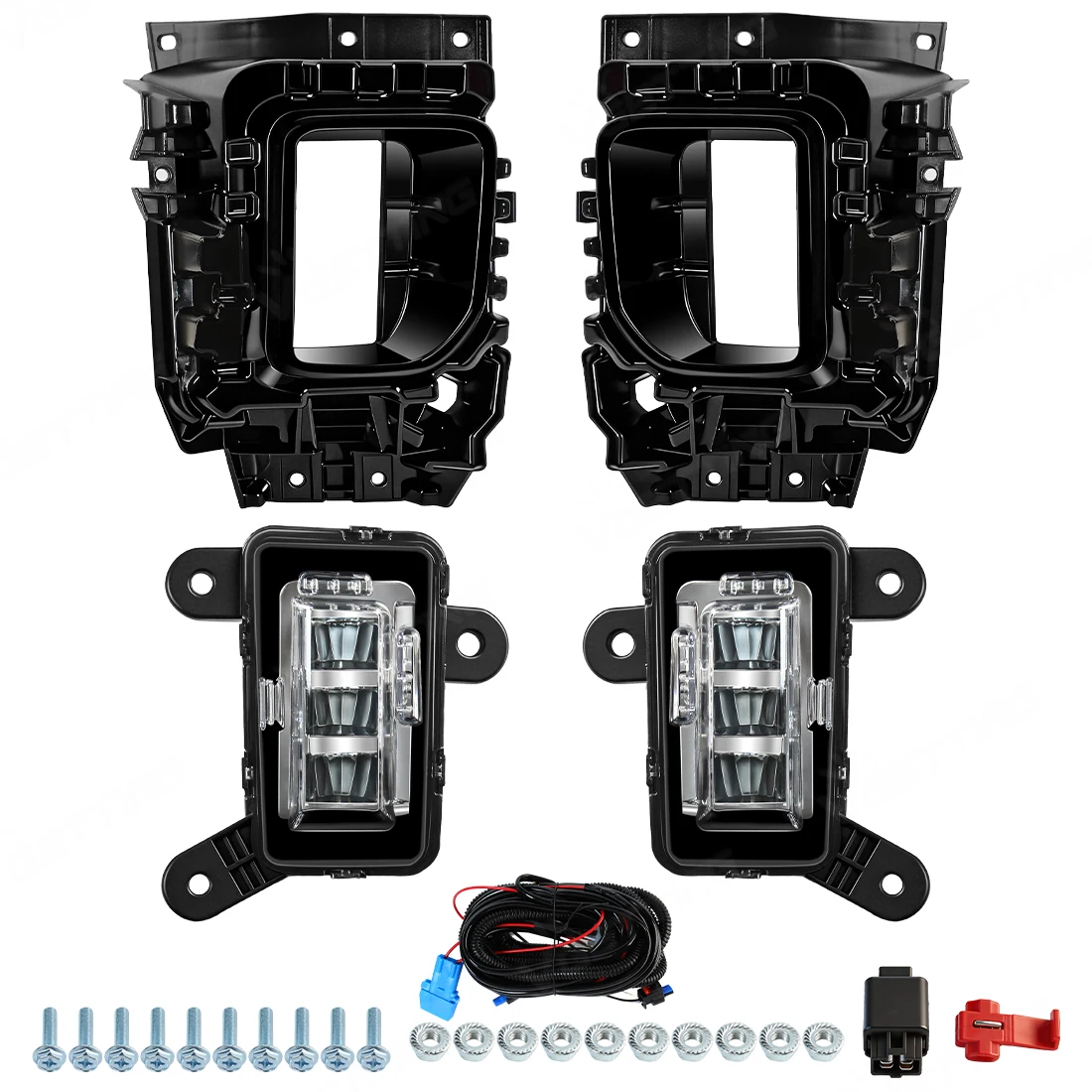 LED Fog Lights Assembly For Chevy Silverado 2500HD 3500HD 2024 2025 Front Headlight White Fogllamp DRL With Cover Wires Switch