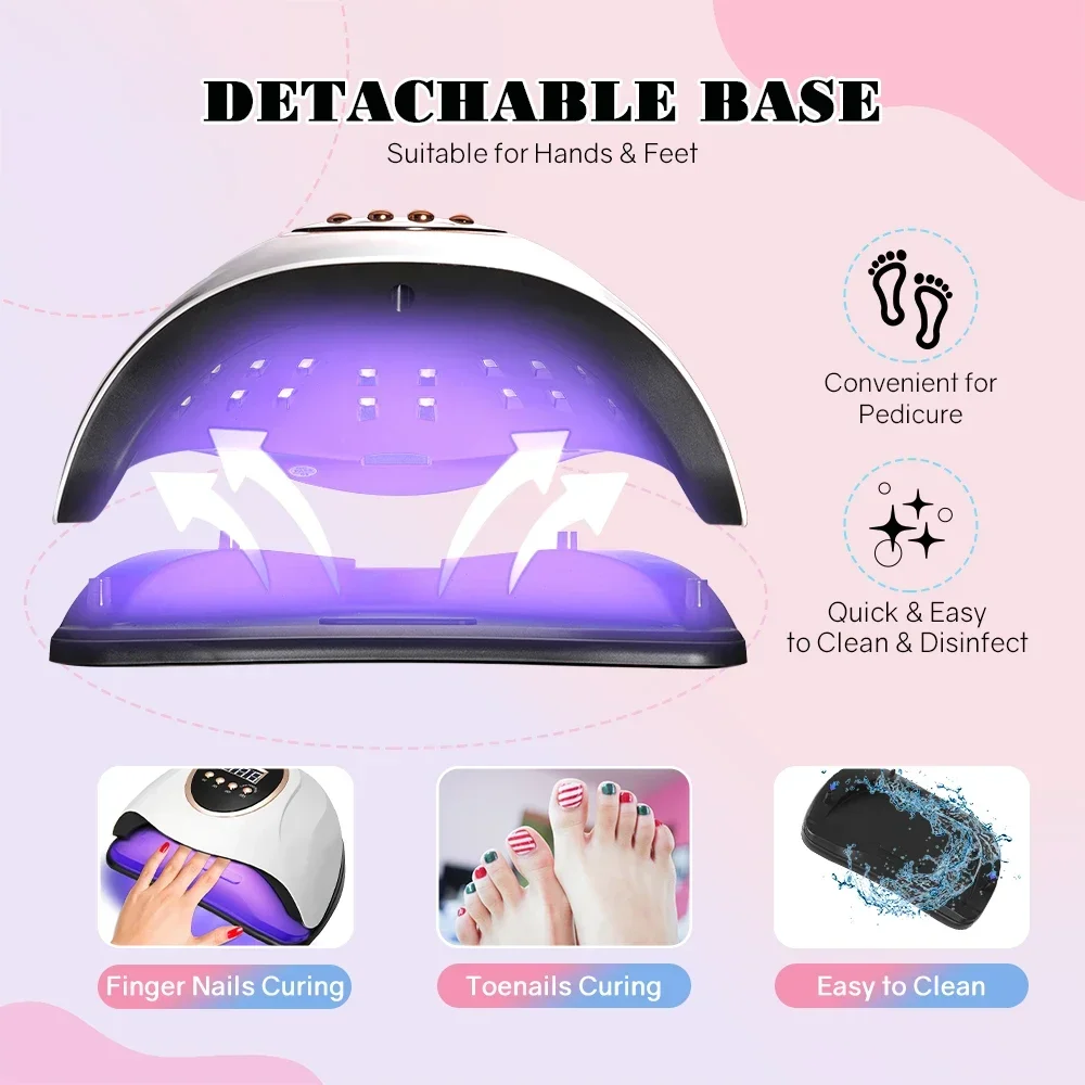 280W Big Power UV LED Lamp For Nails With Four Timer Memory Function 66LEDS Professional Gel Polish Drying Lamp For Manicure