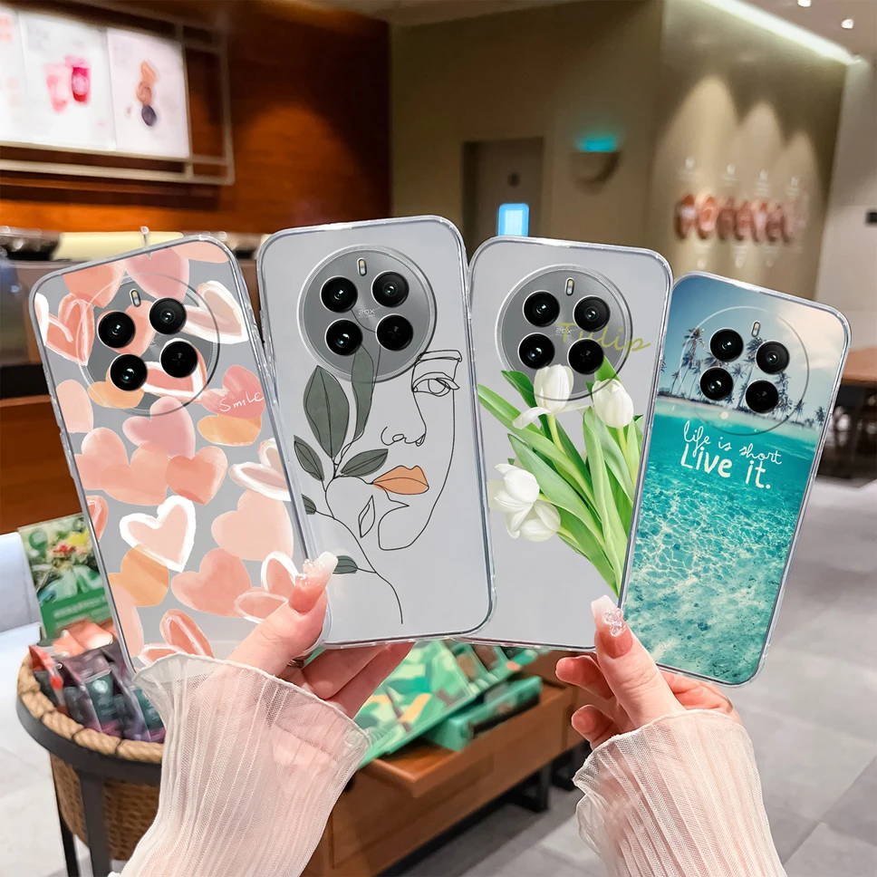 Case For Realme 12 Pro Plus 5G Lovely Pretty Flowers Clear Soft Silicone TPU Cover For Realme12ProPlus 12 Pro 12Plus 5G Fundas