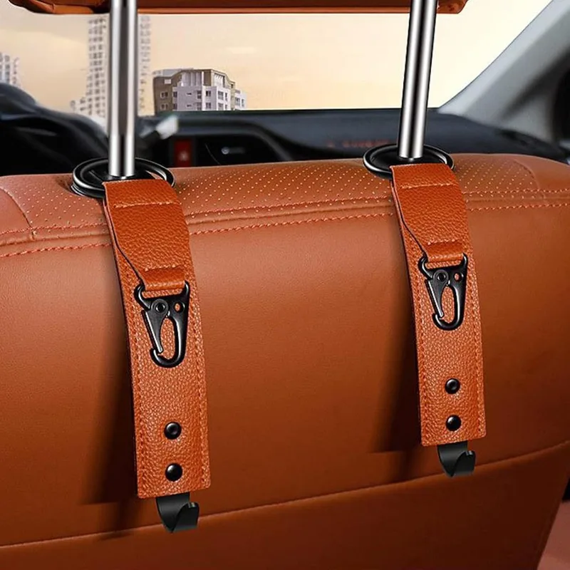Auto Innen Zubehör PU Leder Haken Lagerung Clips Vordersitz Kopfstütze Organizer Halter Auto Verschluss Kleiderbügel Platzsparend