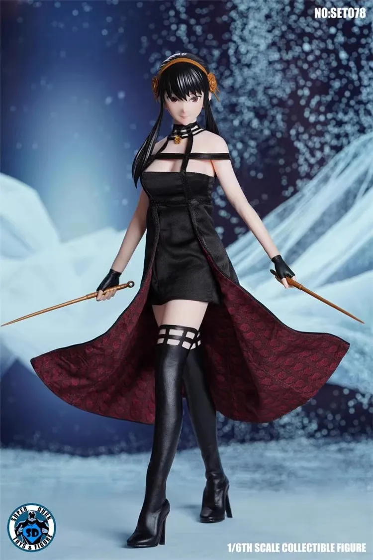 

SUPER DUCK SET078 1/6 Soldier Sexy Female Assassin Head Carving Clothing Weapon Set Fit 12'' Action Figures S34A Body In Stock