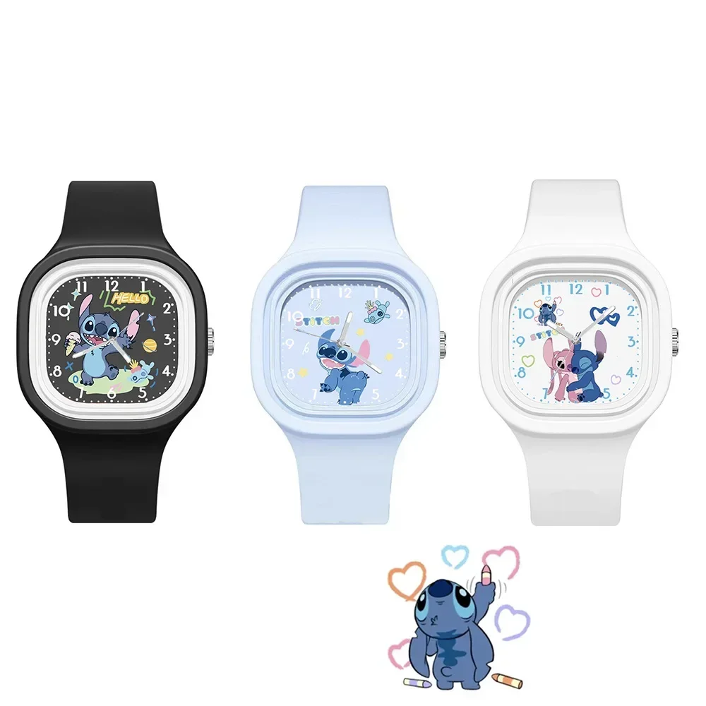 MINISO Disney Watch Kawaii Anime Lilo & Stitch Children Watchs Sports Silicone Watch Cartoon Mickey Minnie Watch Kids Toy Gifts