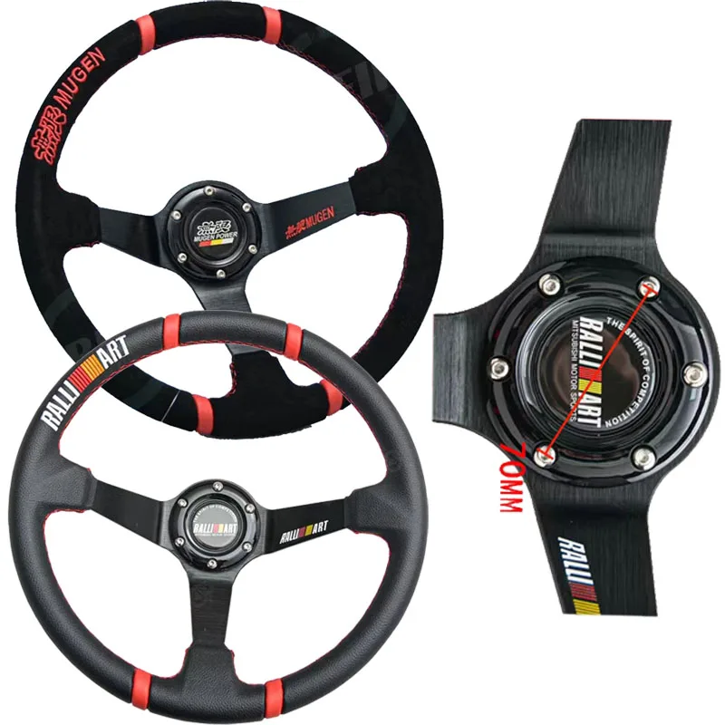 350mm PVC car steering wheel Racing leather deep dish steering wheel 14inch universal drift steering RALLIART performance sport