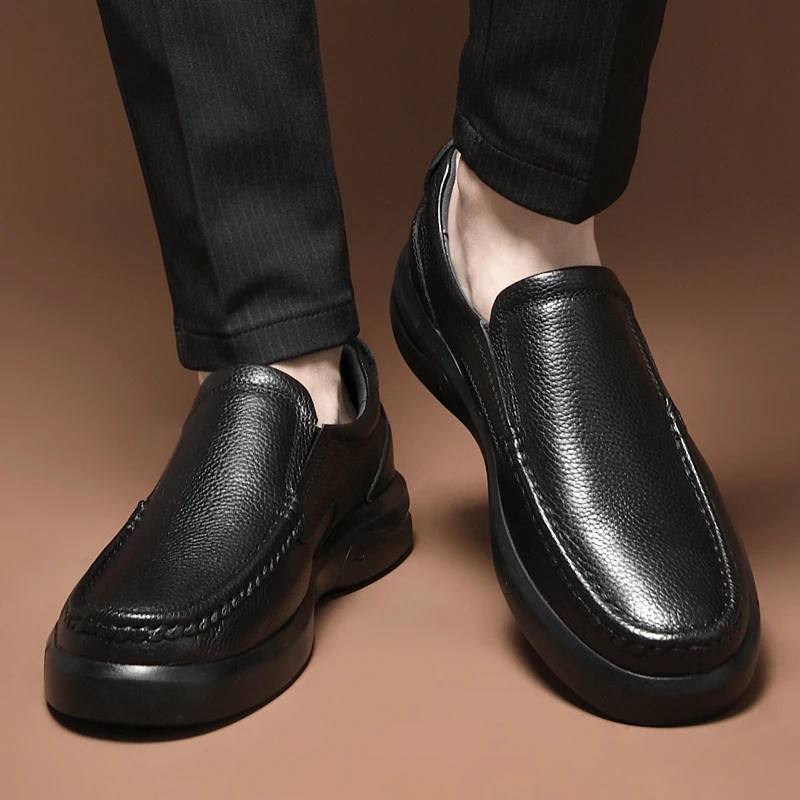 

Мужские лоферы на толстой подошве с хлопковой подкладкой для тепла, нескользящие, простые, элегантные, на осень-зиму