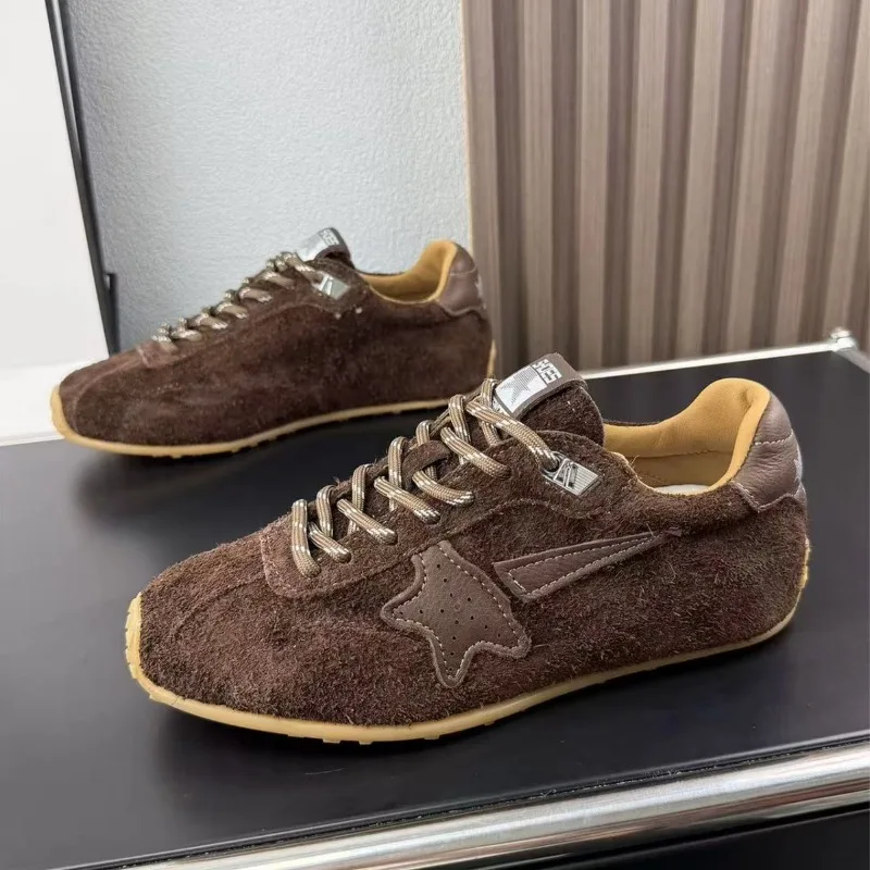 Women's Autumn New Leather Retro Lace-up Casual High-top Shoes German Training Soft-soled Sports Forrest Gump Sneakers Quality
