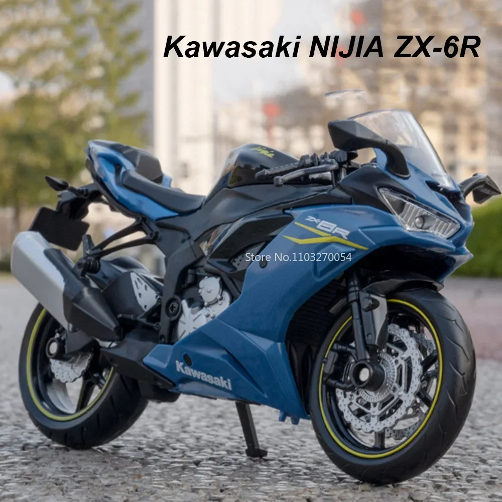 1:12 Kawasaki NIJIA ZX-6R Alloy Motorcycle Model Toy Car Front Wheel Steering Rear Wheel Suspension Vehices Boy's Christmas Gift