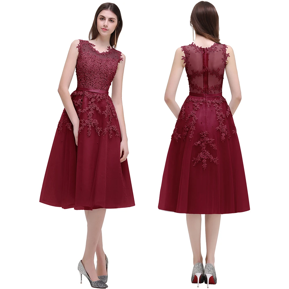 

Лидер продаж бордовые кружевные тюлевые вечерние платья сексуальная иллюзия сзади чайная длина аппликации из бисера вечерние платья для выпускного вечера женские