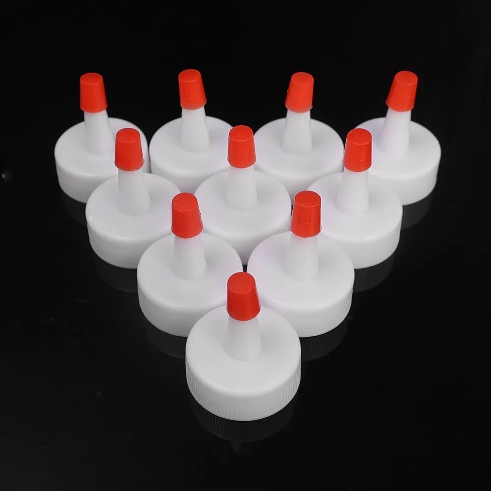 10pcs 28mm Bottle Cap Tip Conversion Head Plastic Universal Squeeze Bottles Replacement Caps Red Leak Proof