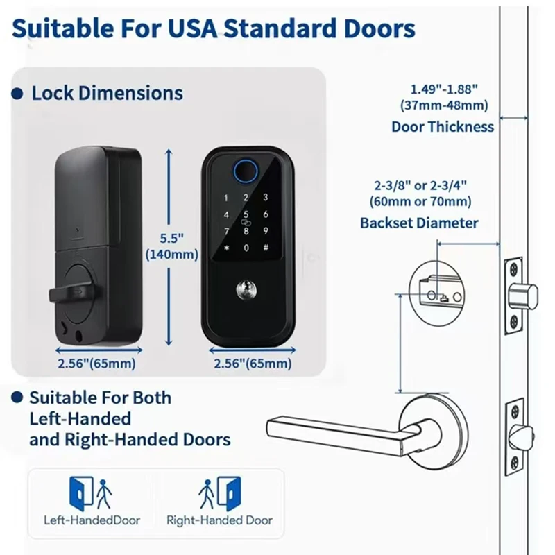 Imagem -04 - Ttlock Bluetooth Inteligente Fechadura Fechadura da Porta de Entrada Keyless Impressão Digital Código Digital Fechadura Eletrônica com Controle Remoto App