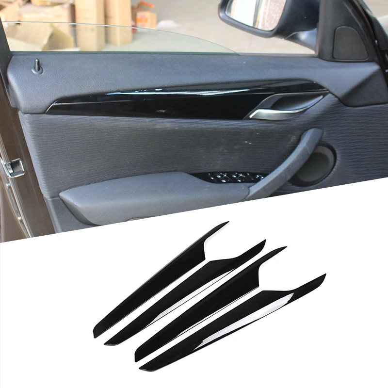 4 Pcs Glossy Black For BMW X1 F84 2011-2015 ABS Car Interior Door Panel Cover Trim Accessories