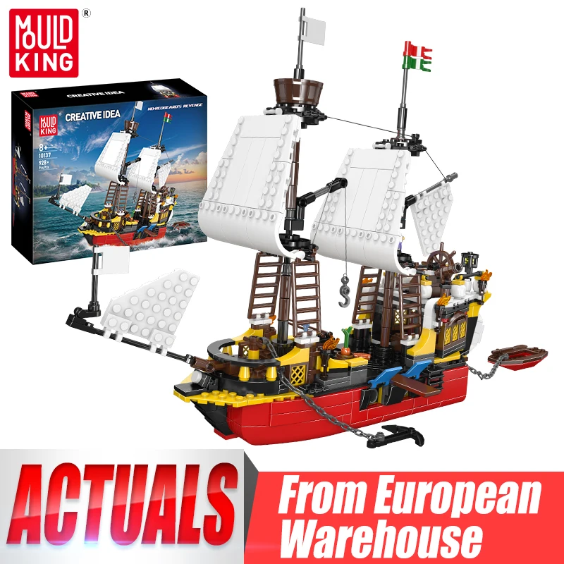MOULD KING Schimmel König 10137 Film Spielzeug der Red beards Rache Piraten schiff Baustein Montage Piraten schiff Ziegel Set Kinder Weihnachts geschenk