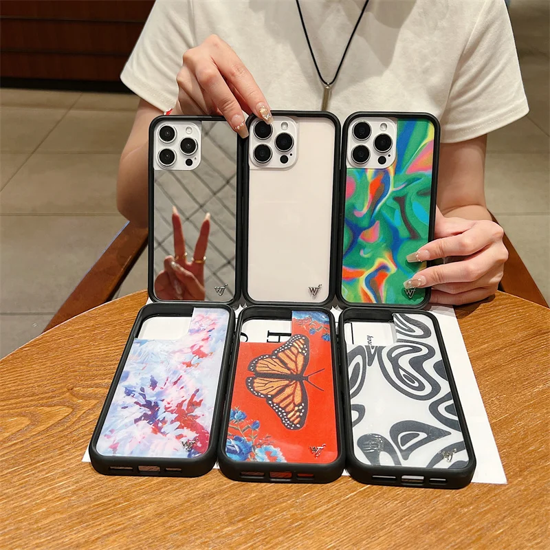 Etui na telefon iPhone 17 16 15 14 13 12 Pro Max Plus z motywem dzikich kwiatów, luksusowe, odporne na wstrząsy, zapobiegające upadkom, przezroczyste. — zdjęcie produktu 3