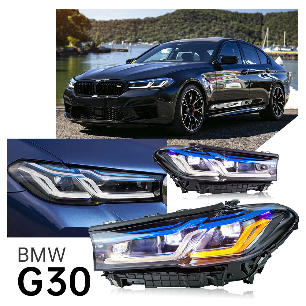 

2PCS LED Headlight Assemblies For BMW 5 Series G30 G38 Headlight 2016-2023 525i 530i 535i 540i M5 Head Lamps Projector Lens PnP