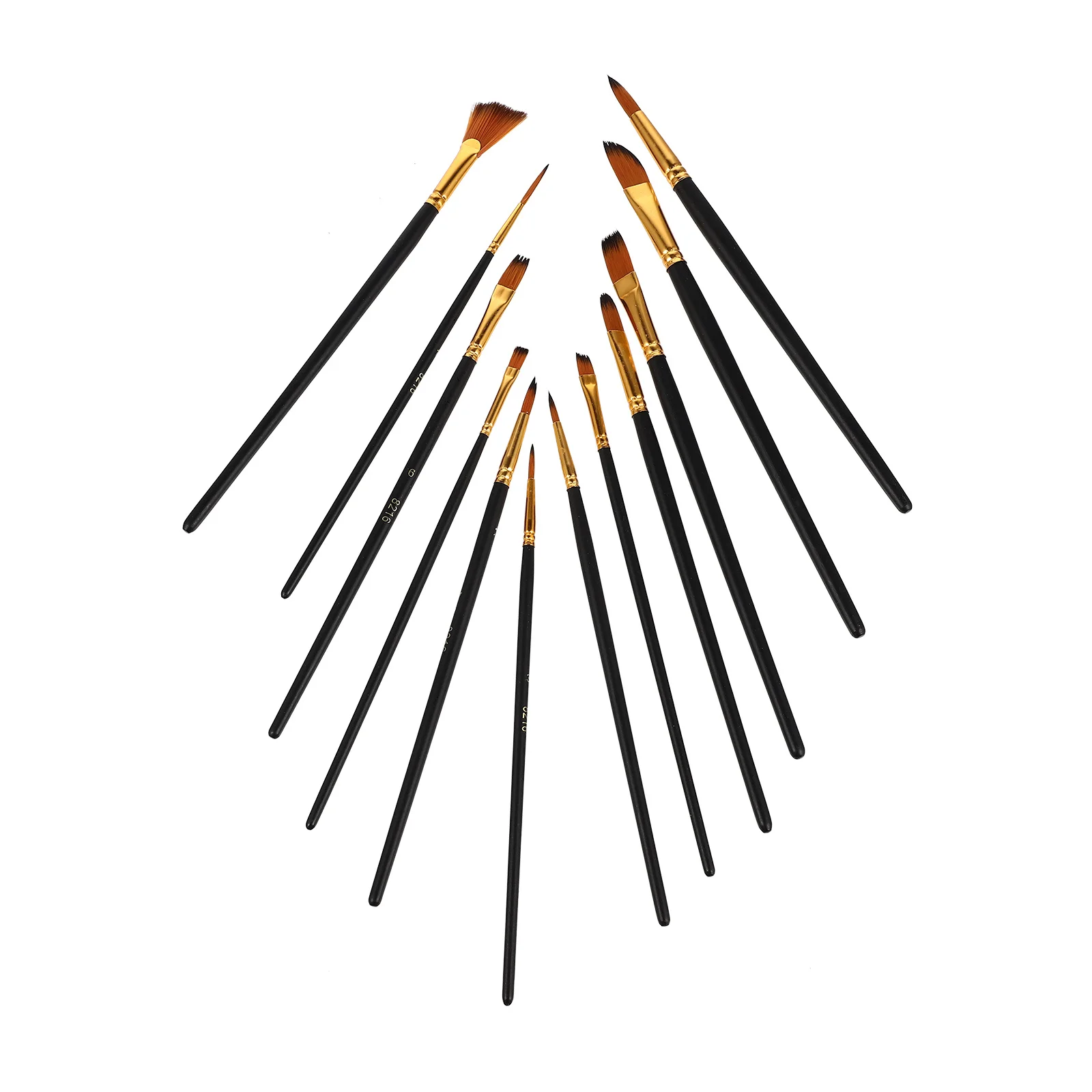 

12 Pcs Watercolor Paint Brushes Detail Nylon Tools Professional Craft Black Artist Fine Flat