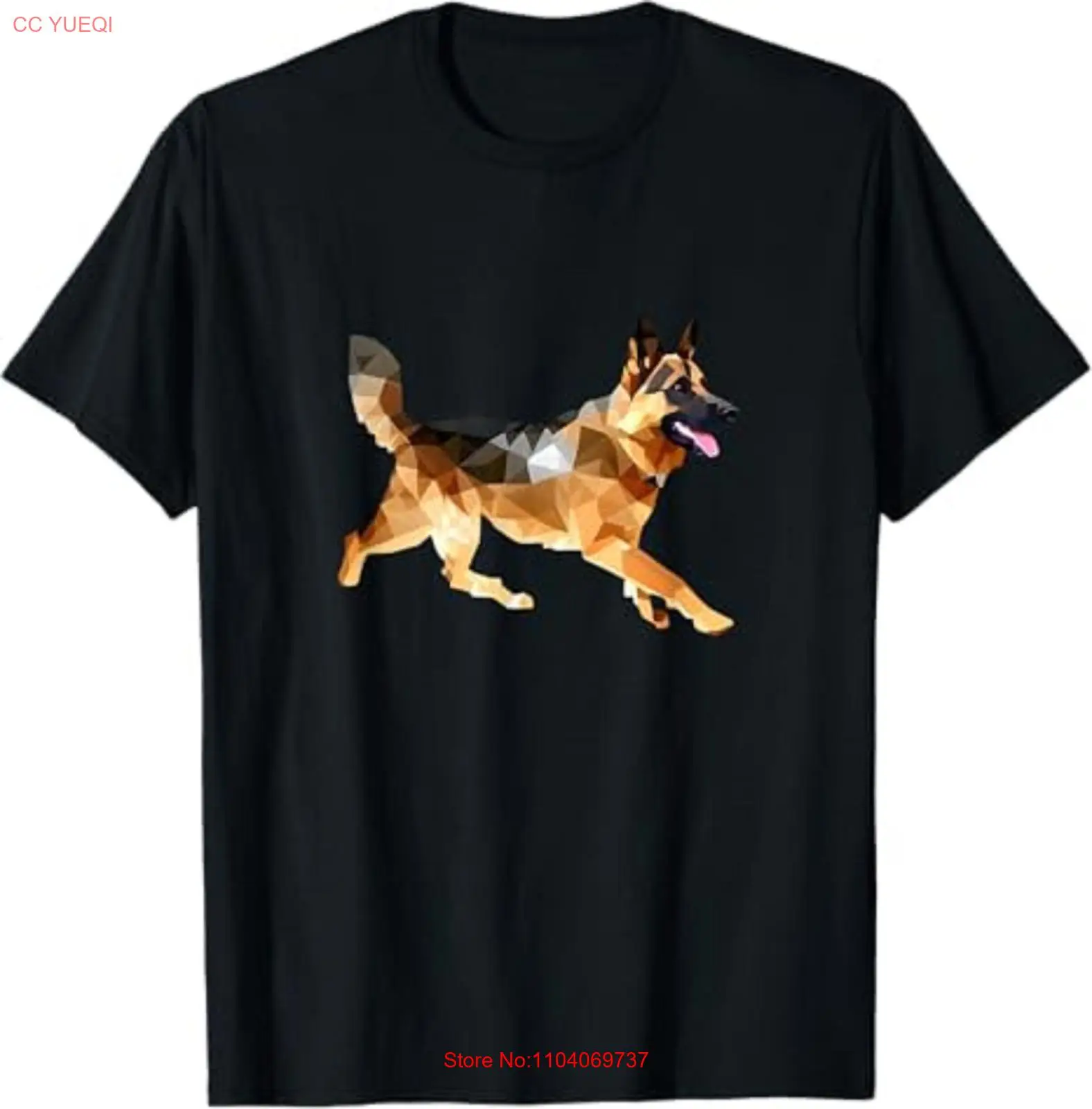 German Shepherd Running Polygon Poly Dog Dad Lover T-Shirt S-5XL