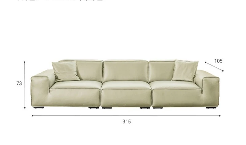 Big black cow leather sofa Italian minimalist first layer cowhide
