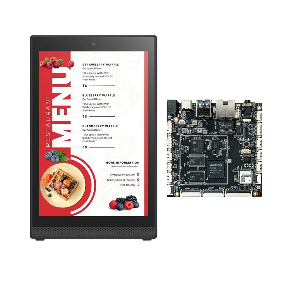 10 بوصة سطح المكتب أندرويد اللوحي L شكل RK3562 رباعية النواة واي فاي تيار مستمر في RJ45 POE اللوحي مخصص مطعم القائمة الرقمية عرض اللوحي