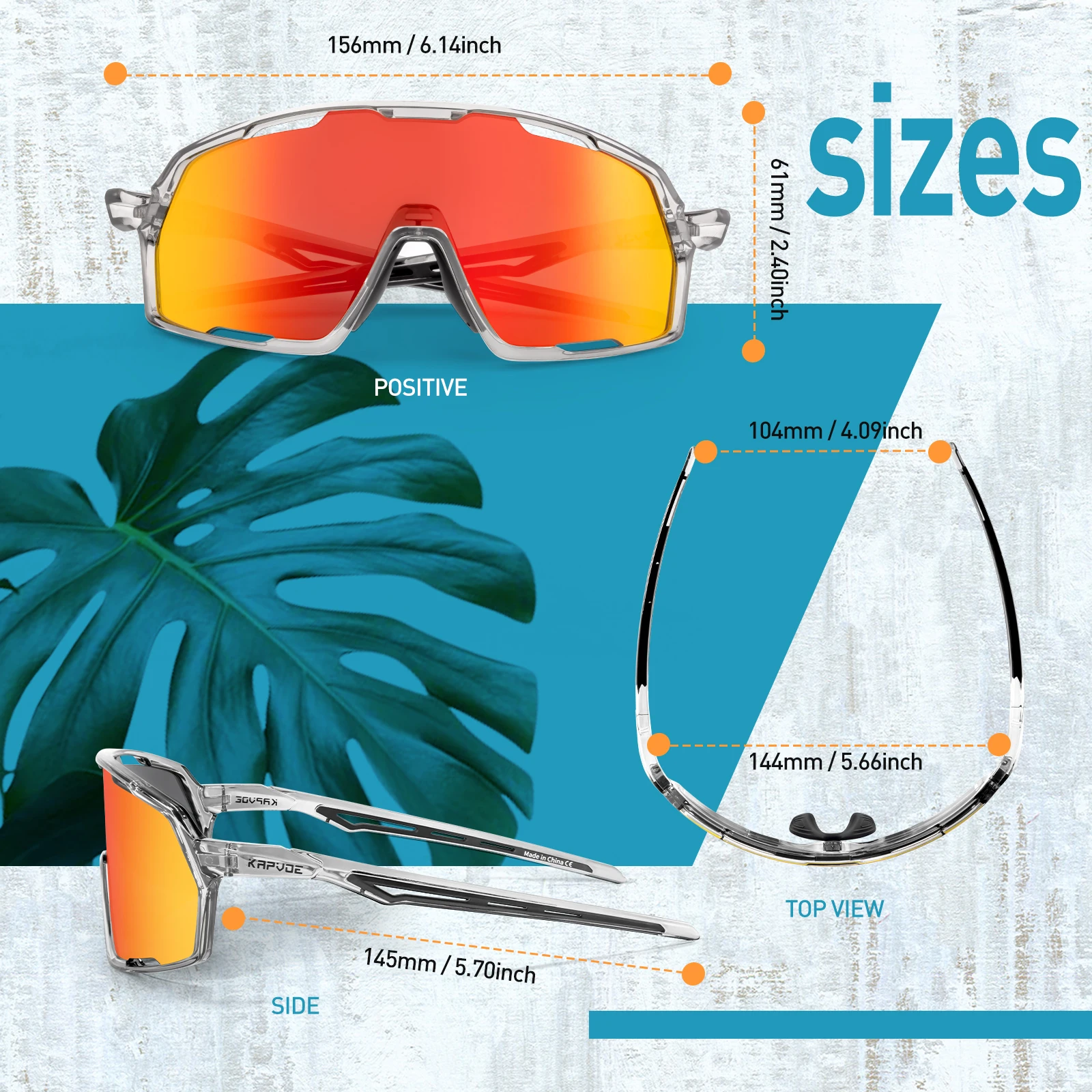 KAPVOE Wanderbrille, Fahrradbrille, Rennbrille, Camping-Sonnenbrille, UV400, Fahrrad- und Outdoor-Sportzubehör, Baseball-Ausrüstung – Detail 6