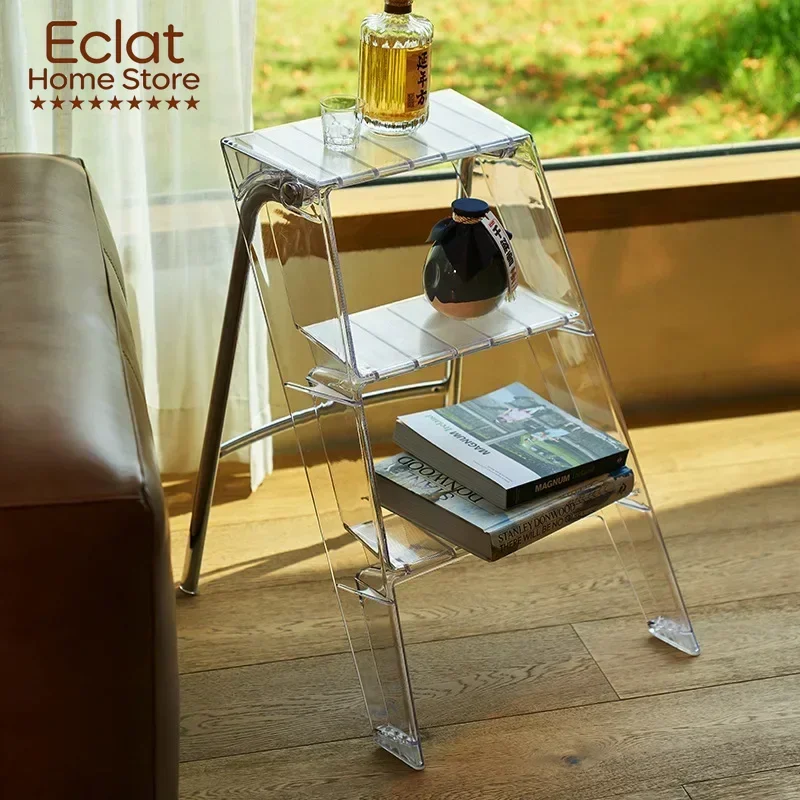 Acrylic Clear  Step Ladder Household Plastic Stepladder Folding Indoor Thickened Three-step Ladder