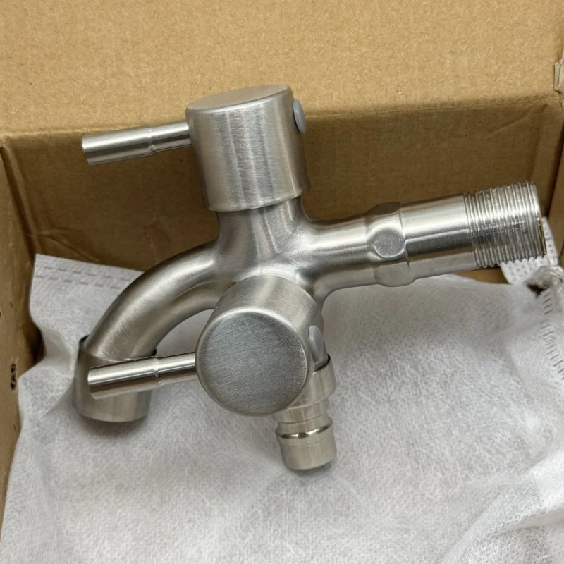 1pc 304 Stainless Steel Multi Functional Washing Machine, Double Outlet Faucet