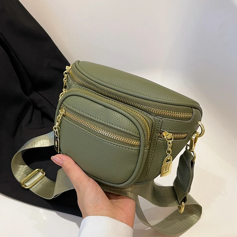 Texture Women Multifunctional Chest Bag 2023 New Fashion Versatile Wide Strap Crossbody Bags PU Leather Exquisite Lady Waistpack