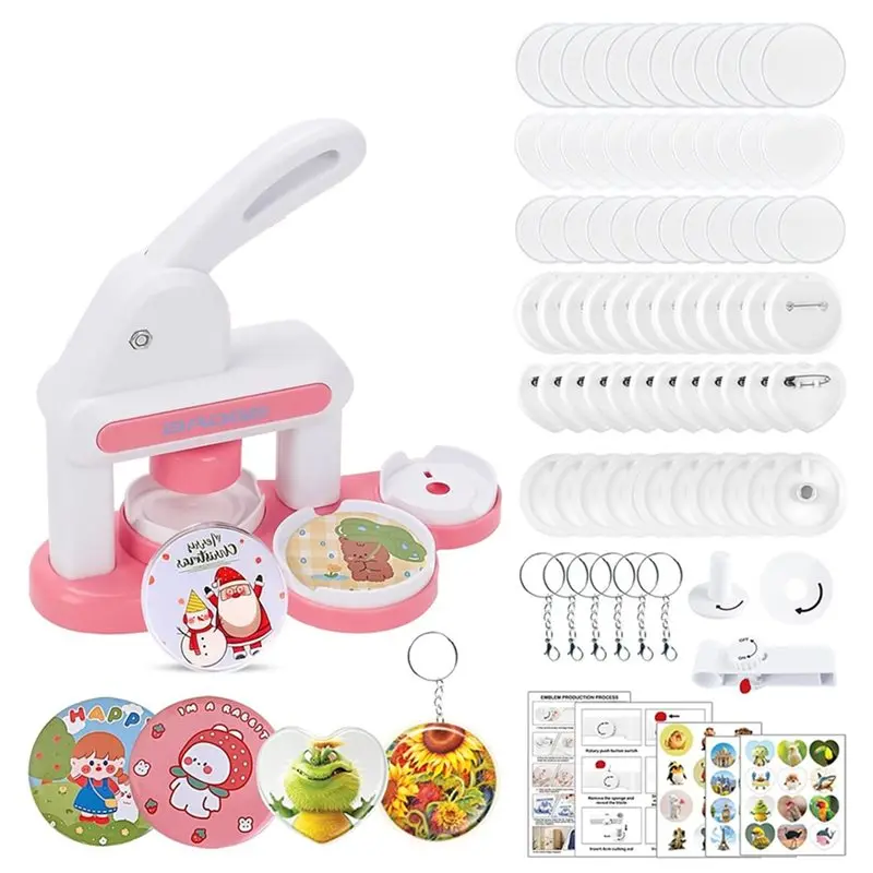 bedw-86pcs-kid-gift-button-maker-machine-55-35mm-pin-making-button-press-with-36pcs-button-parts-circle-cutter-picture