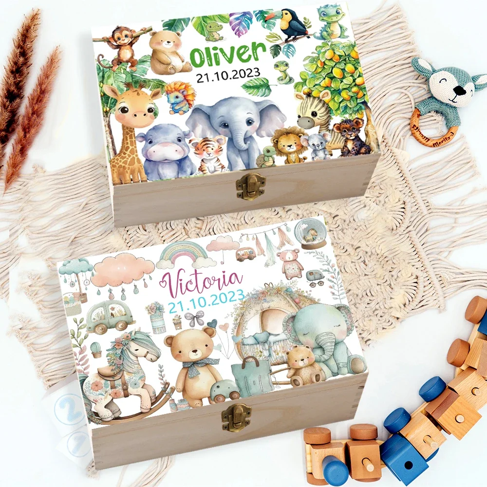 Personalized Baby Wooden Memory Box Custom Newbron Shower Gift Kids Birthday Present Infant Keepsake Boxes Umbilical Cord Box