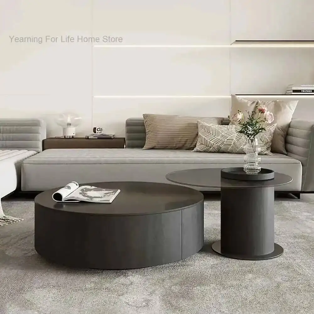 

Round Modern Coffee Table Luxury Nordic Trendy Storage Coffee Table Organizer Drawer Table Basse Design Pour Salon Furniture
