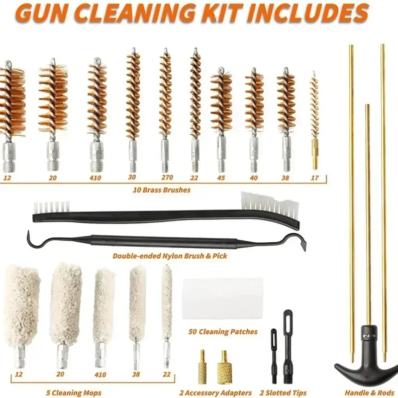 

GK08 Gun Barrel Brush Copper Wire Cotton Brush Wooden Box Set Cleaning and Wiping Tool Aluminum Box Gun Brush