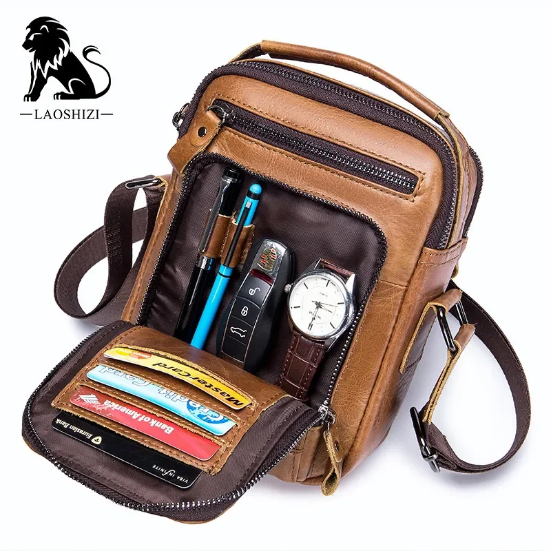 Imagem -04 - Bolsa de Ombro de Couro Genuíno para Homens Bolsa Crossbody 100 Bolsa de Mensageiro de Couro Masculino Novo Bolsa de Designer 2023