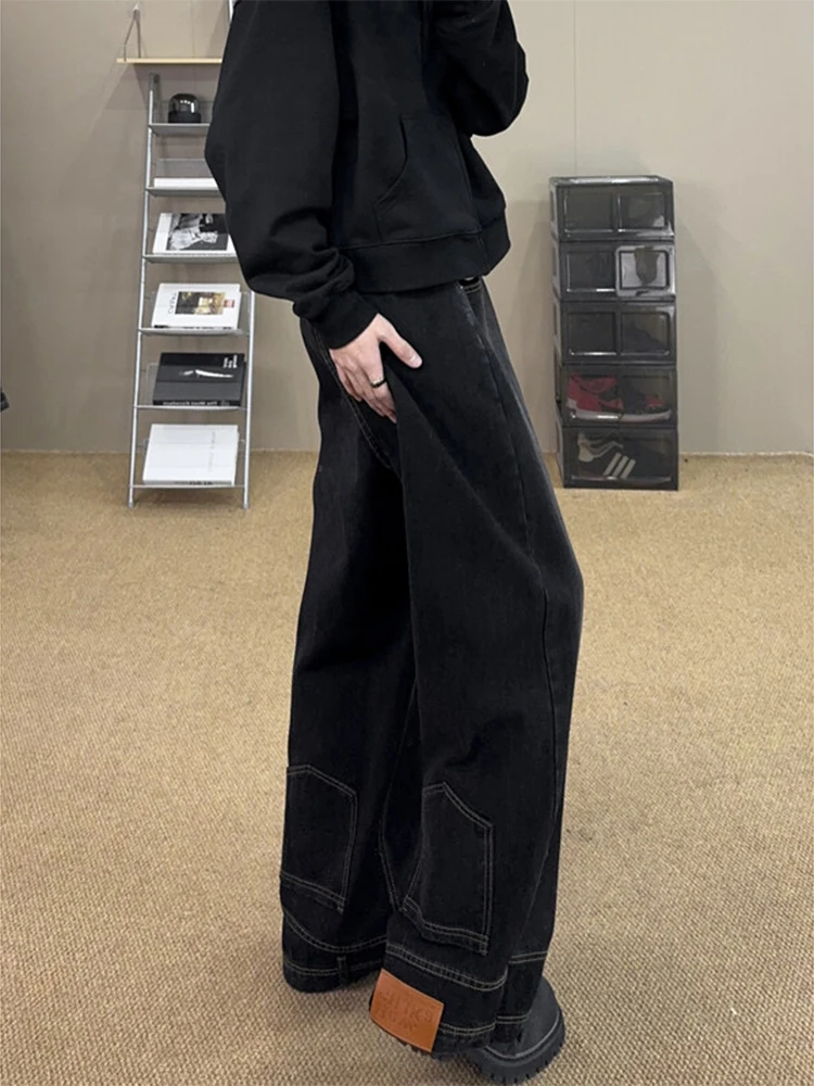 

KISKO Men's Loose Fit Washed American Style Jeans High Sensation Cool Streetwear Trousers Straight Leg Long Pants for Teens