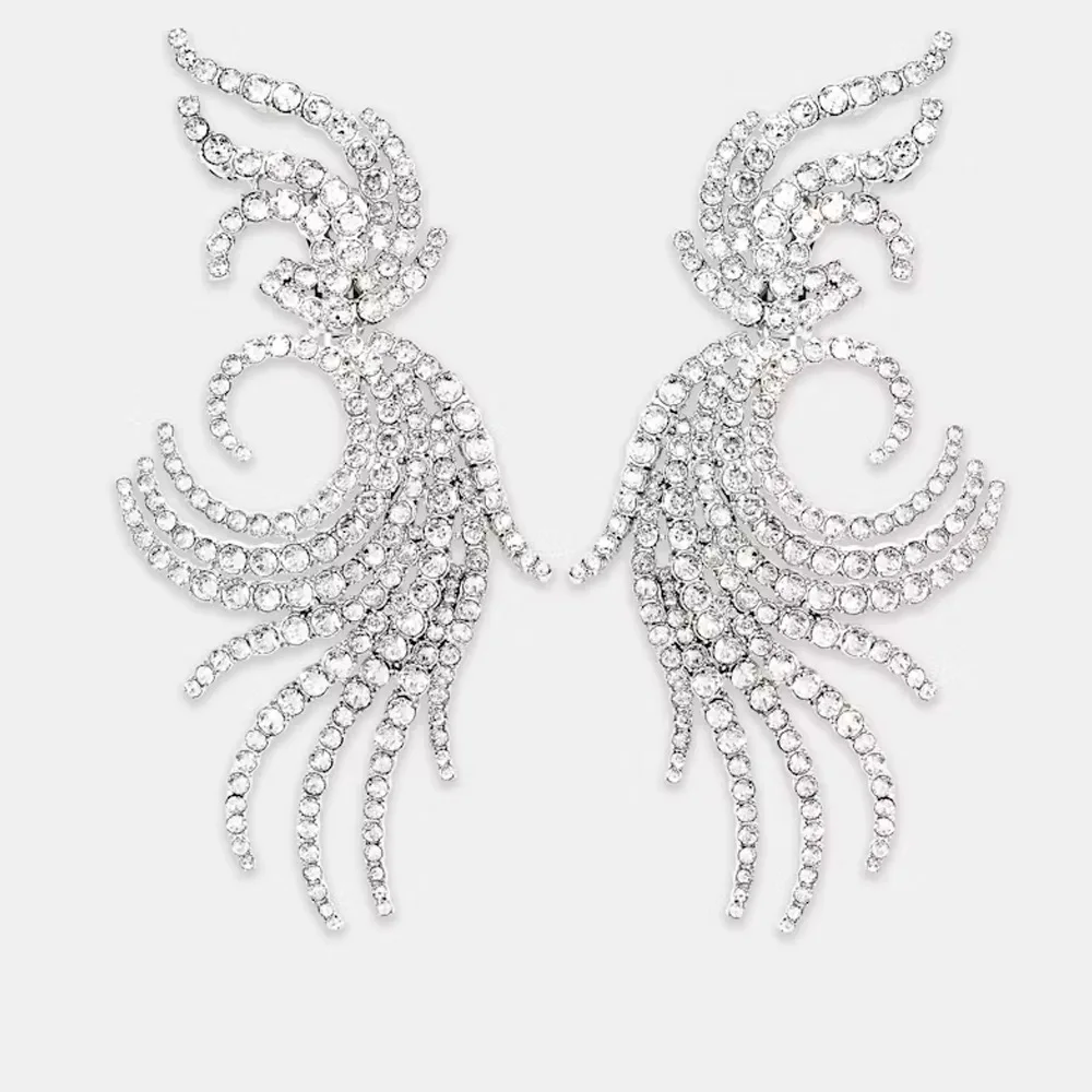 Stonefans Crystal Angel Wings Ear Clip No Piercing Jewelry Free Shipping Christmas Gift Rhinestone Clip Earrings for Women Gifts