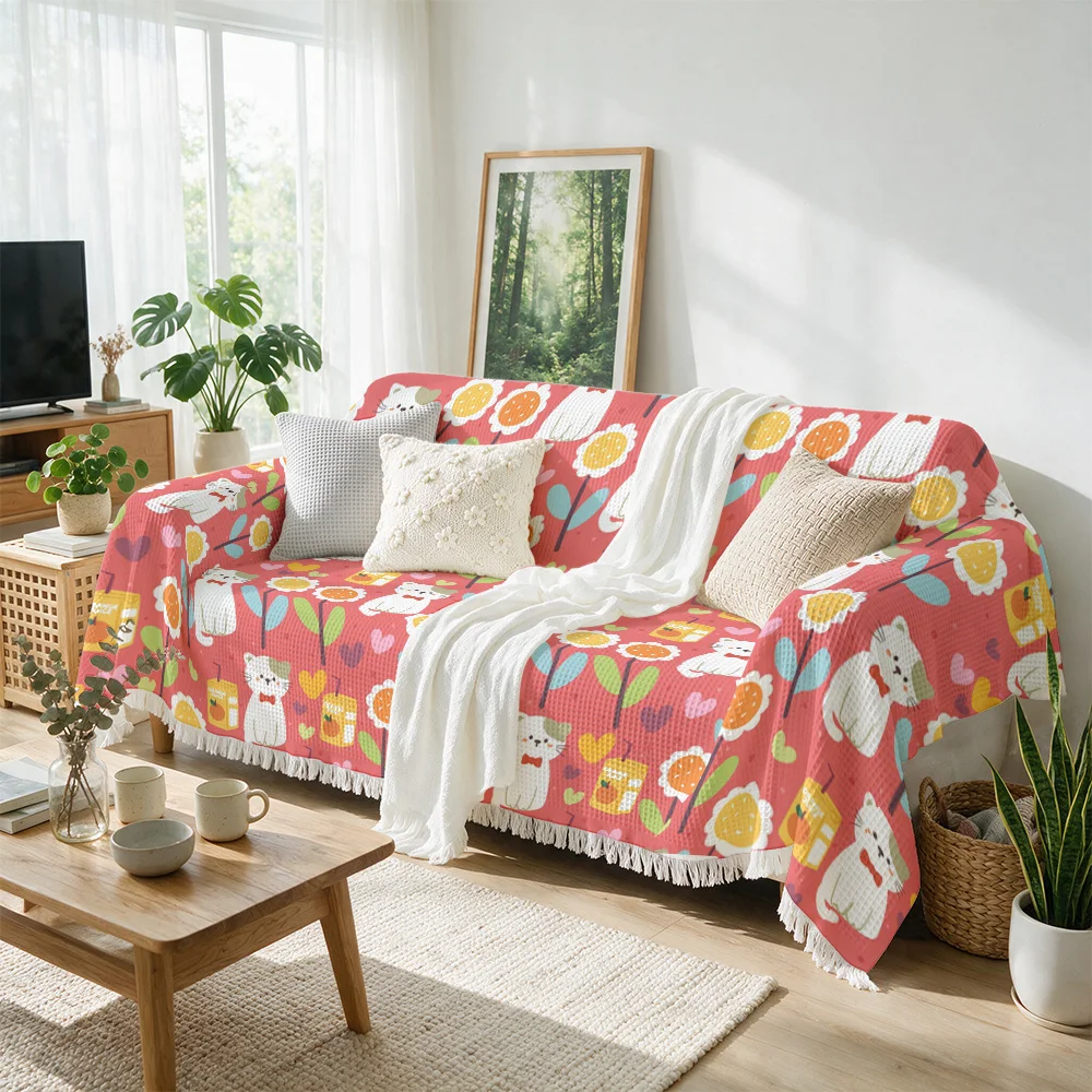 Cozy Whimsical Animal Print Throw Blanket for Sofa Couch Living Room Decor Farmhouse Accent Textile Cute Spring Pattern Gift