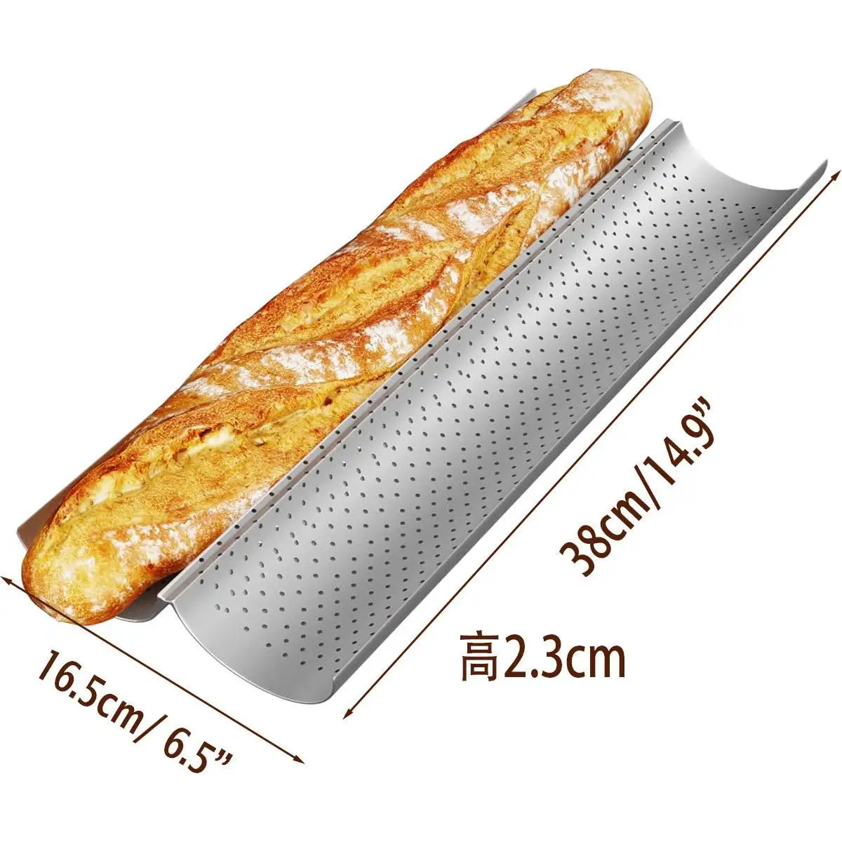 Baguettepan, bakvorm voor Frans brood, bakgerei met gegroefde golven, voor 2/3/4 broden, broodbakvorm, baguettebakplaat, bakgereedschap