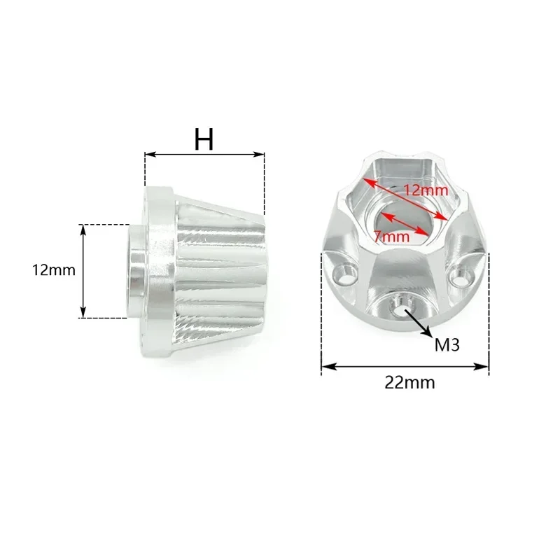 Aluminiumlegierung 12 mm Radsechskantnabe für 1/10 RC Crawler 1.9 2.2 Felge Axial SCX10 Trxs TRX4 D90