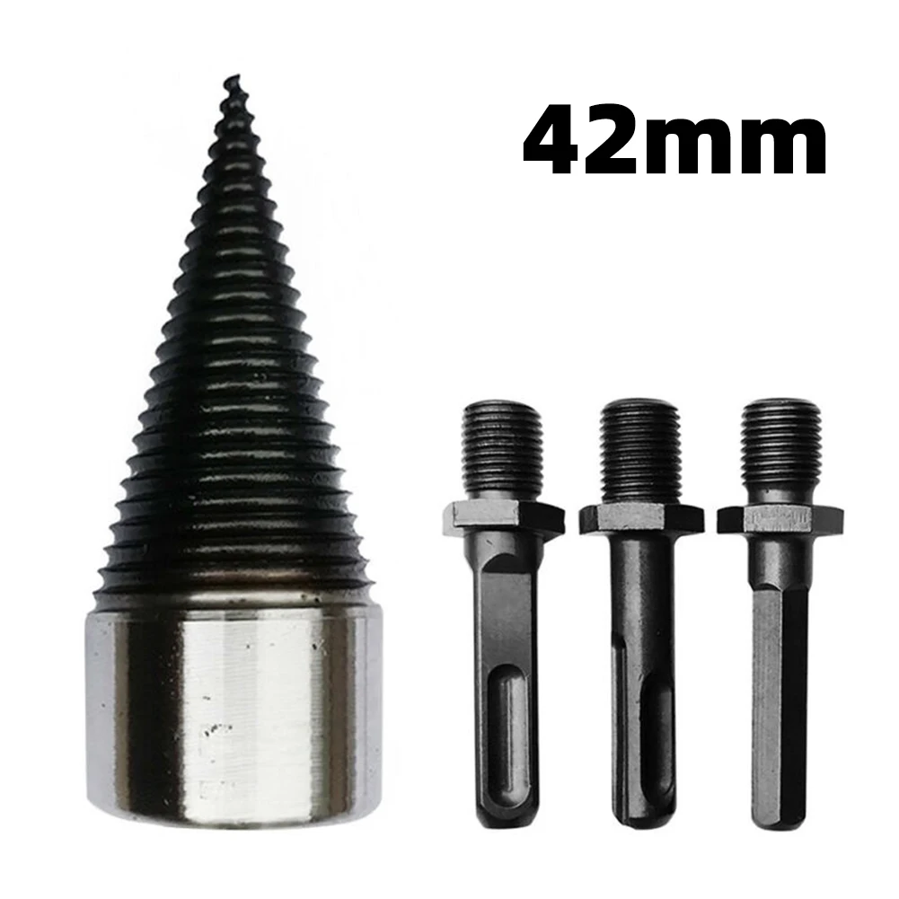 

Splitter Firewood Drill Bit Splitting Tool With Handle Log Screw Set Wood 42mm Carbon Steel Cone Garden High quality