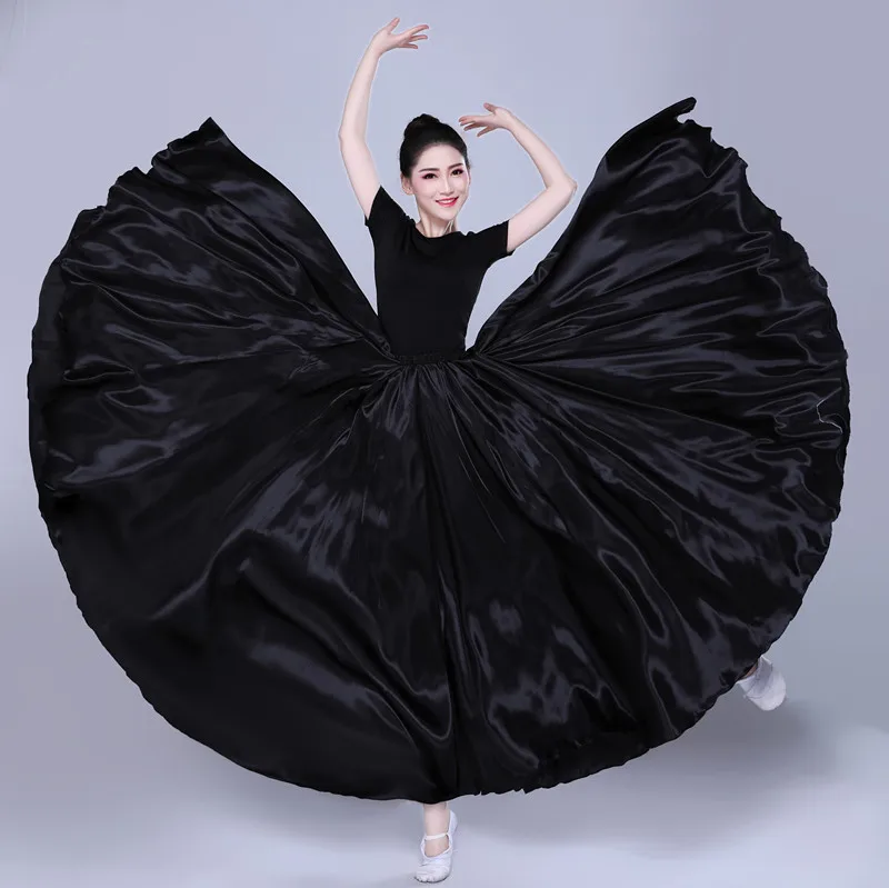 12Colors Spain Dress Women Satin Gypsy Skirts Stage Performance Costume for Dancing Spanish Flamenco Bullfighting Belly Adult