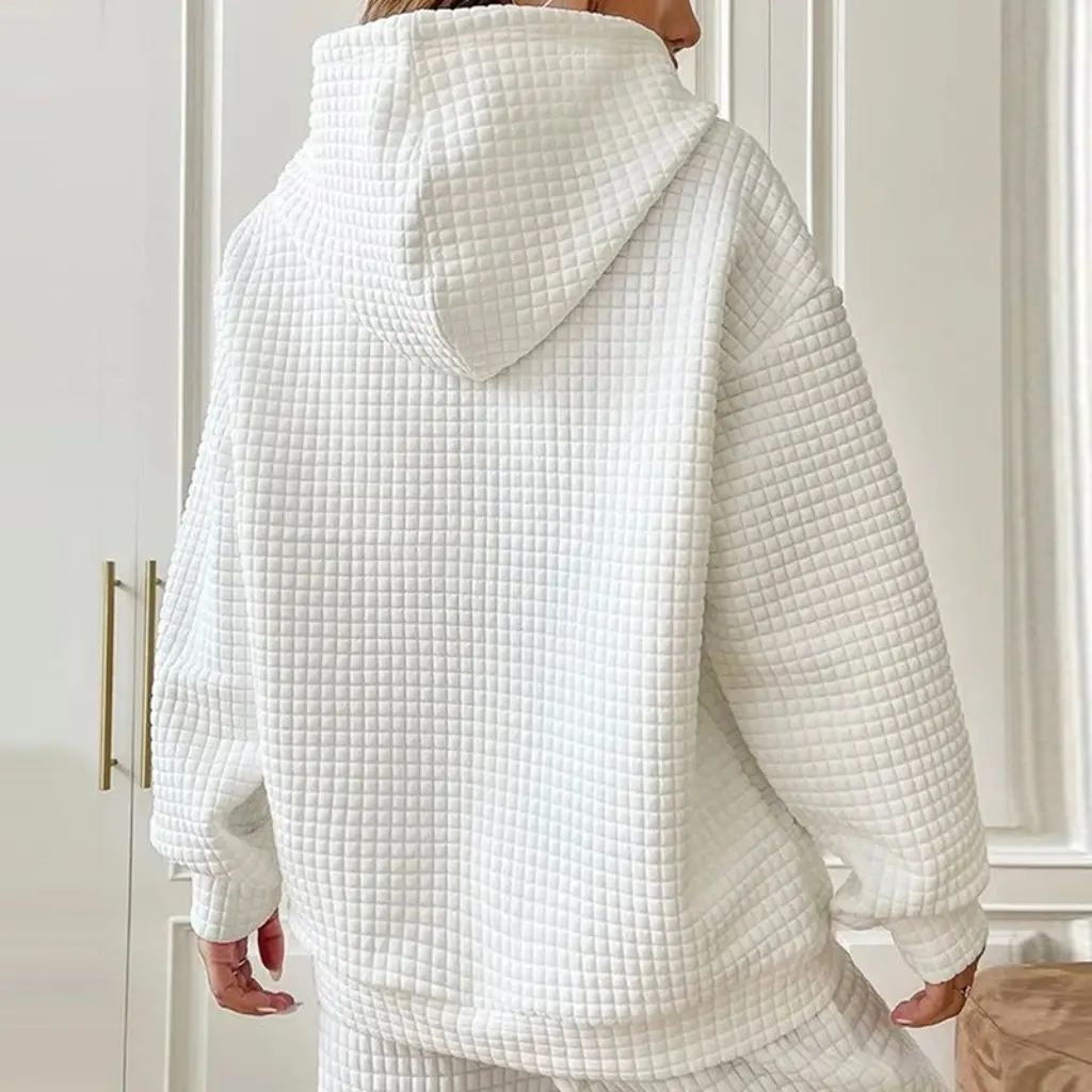 レディース秋冬長袖レタープリントルーズセーターファッションワッフルデザインEコマーストレンディトップ