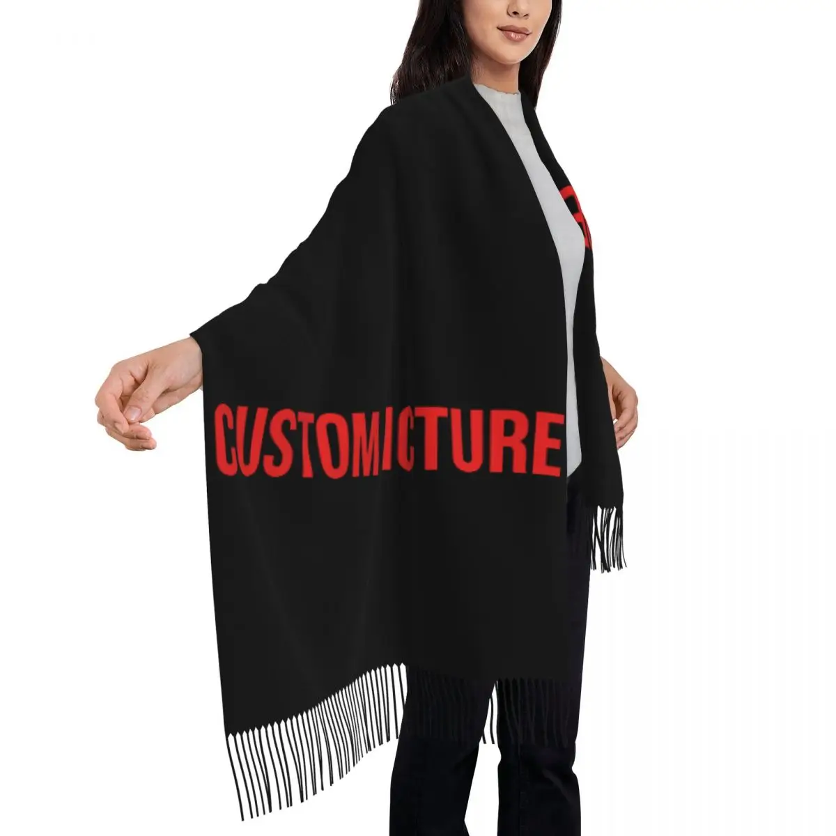 Custom Picture Women's Pashmina Shawl Wraps Fringe Scarf Long Large Scarf