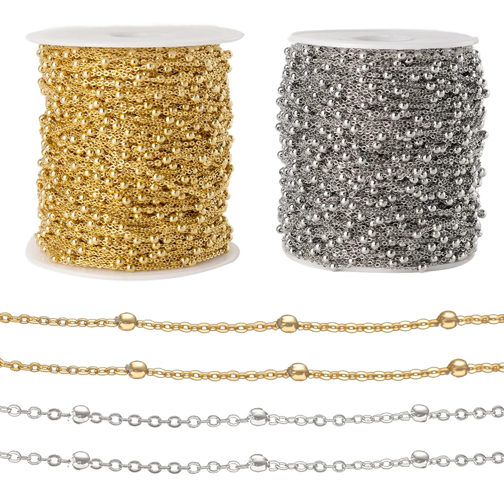 

2 Meter Stainless Steel Bead Chains For DIY Handmade Bracelets Necklaces Jewelry Making Supplies Accessories Findings Crafts