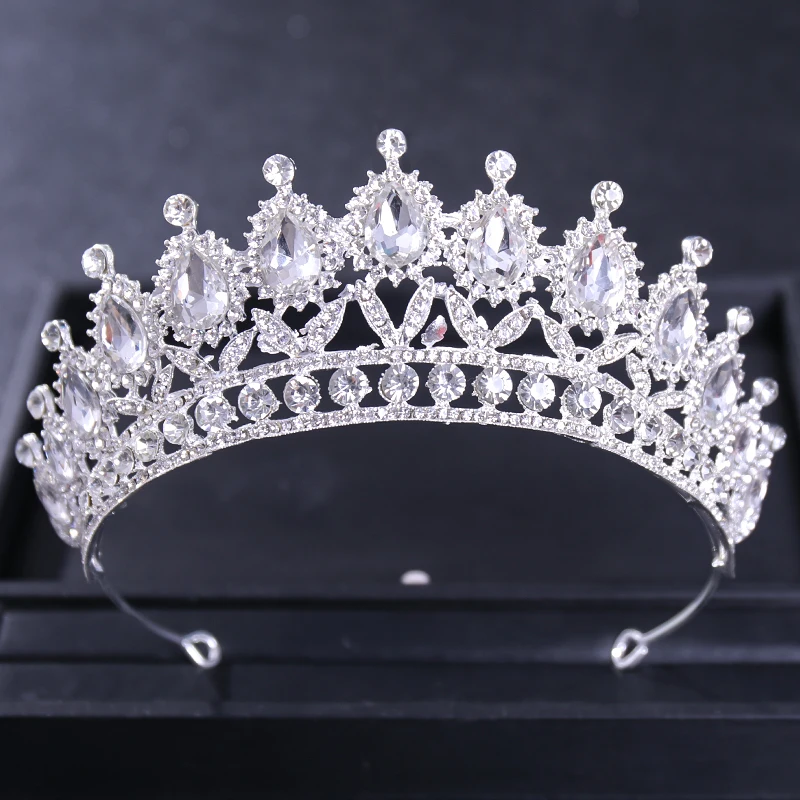 Baroque Vintage Crystal Tiaras And Crowns Rhinestone Queen Pageant Prom Diadem Crown Bridal Wedding Hair Accessories Jewelry